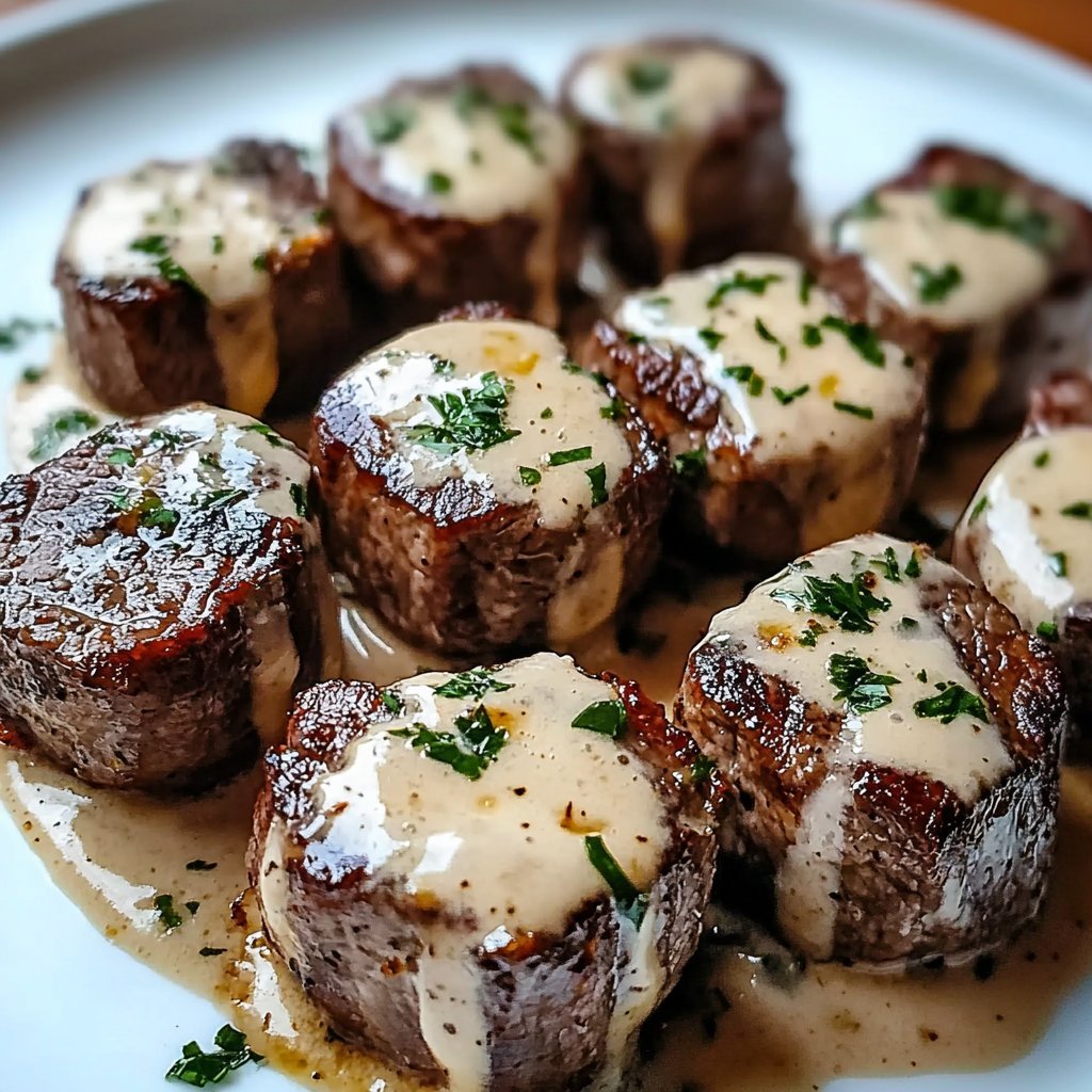 Garlic Butter Steak Bites with Parmesan Cream Sauce