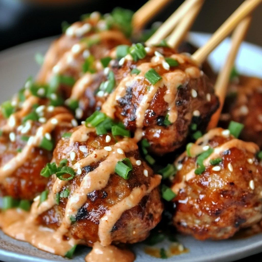 Korean BBQ Meatballs with Spicy Mayo Dip Recipe