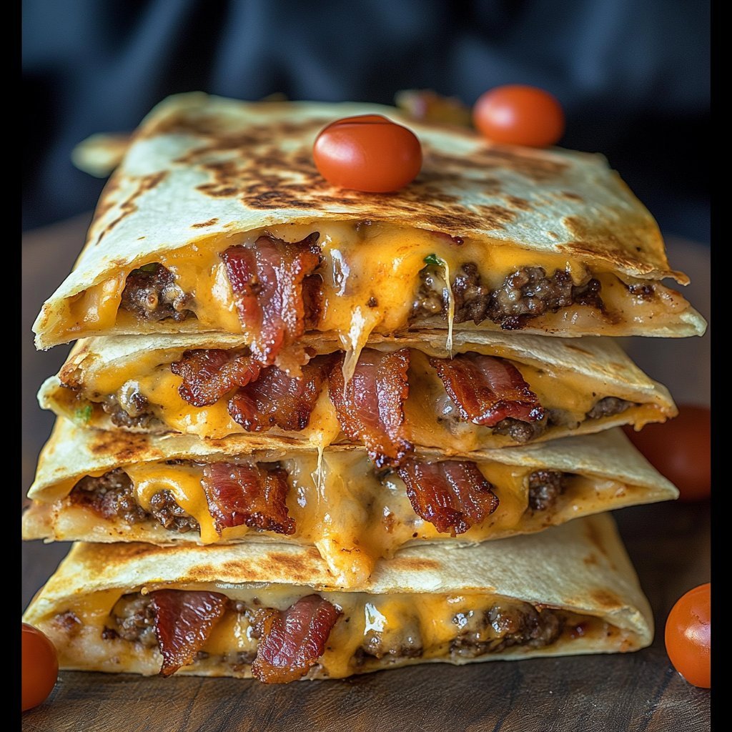 Maple Bacon Cheeseburger Bomb Quesadillas Recipe