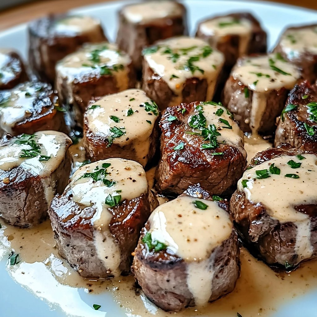 Garlic Butter Steak Bites with Parmesan Cream Sauce