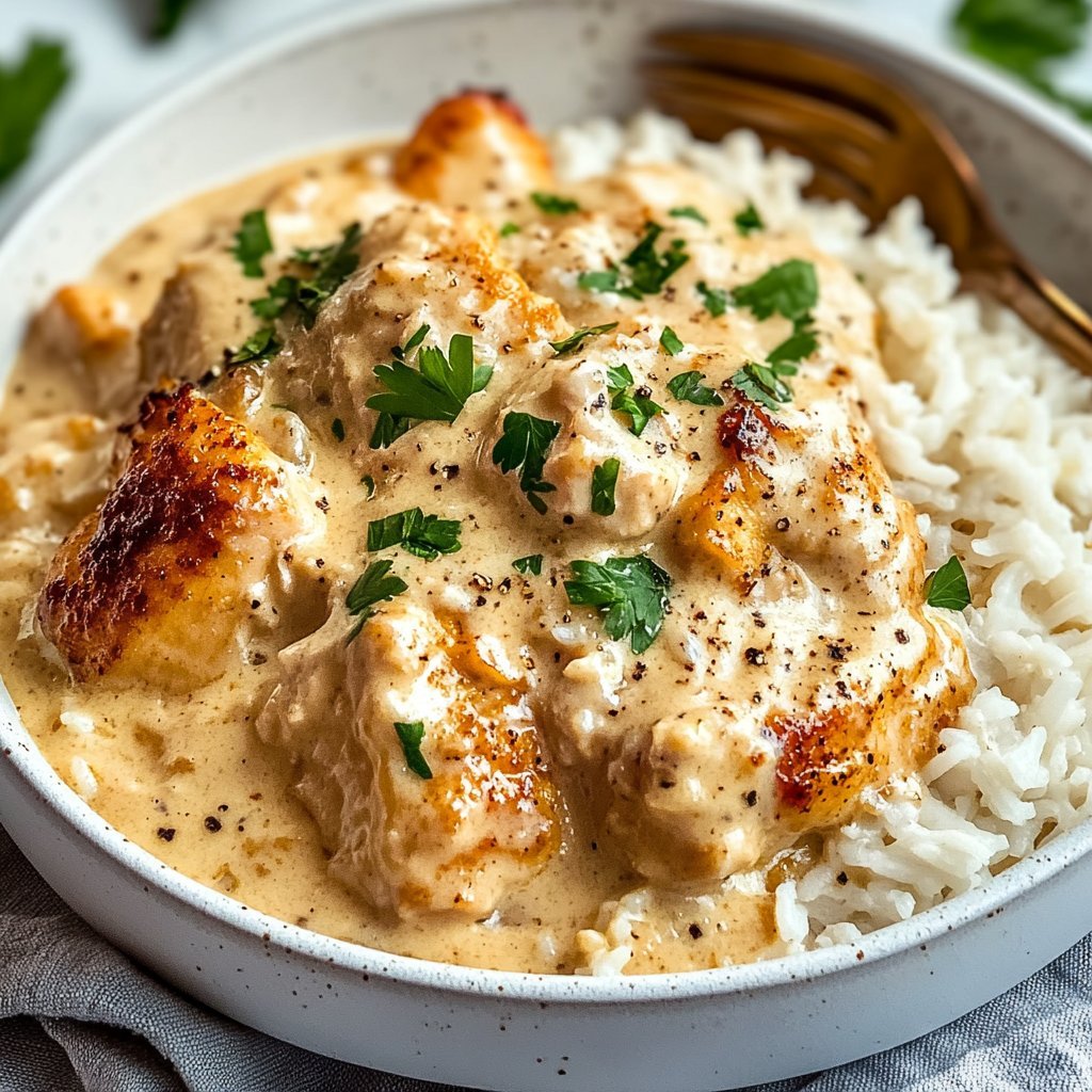 Creamy Smothered Chicken and Rice Recipe for Delight