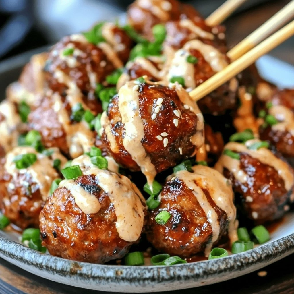 Korean BBQ Meatballs with Spicy Mayo Dip Recipe