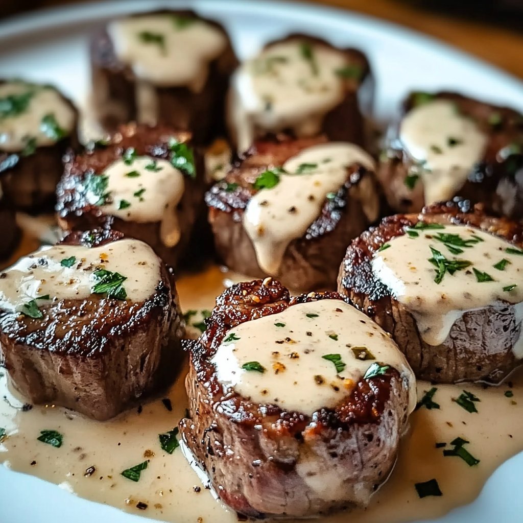 Garlic Butter Steak Bites with Parmesan Cream Sauce