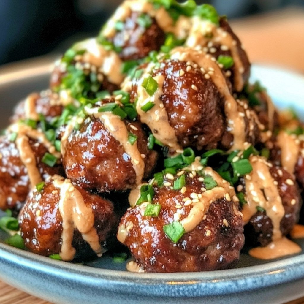 Korean BBQ Meatballs with Spicy Mayo Dip Recipe