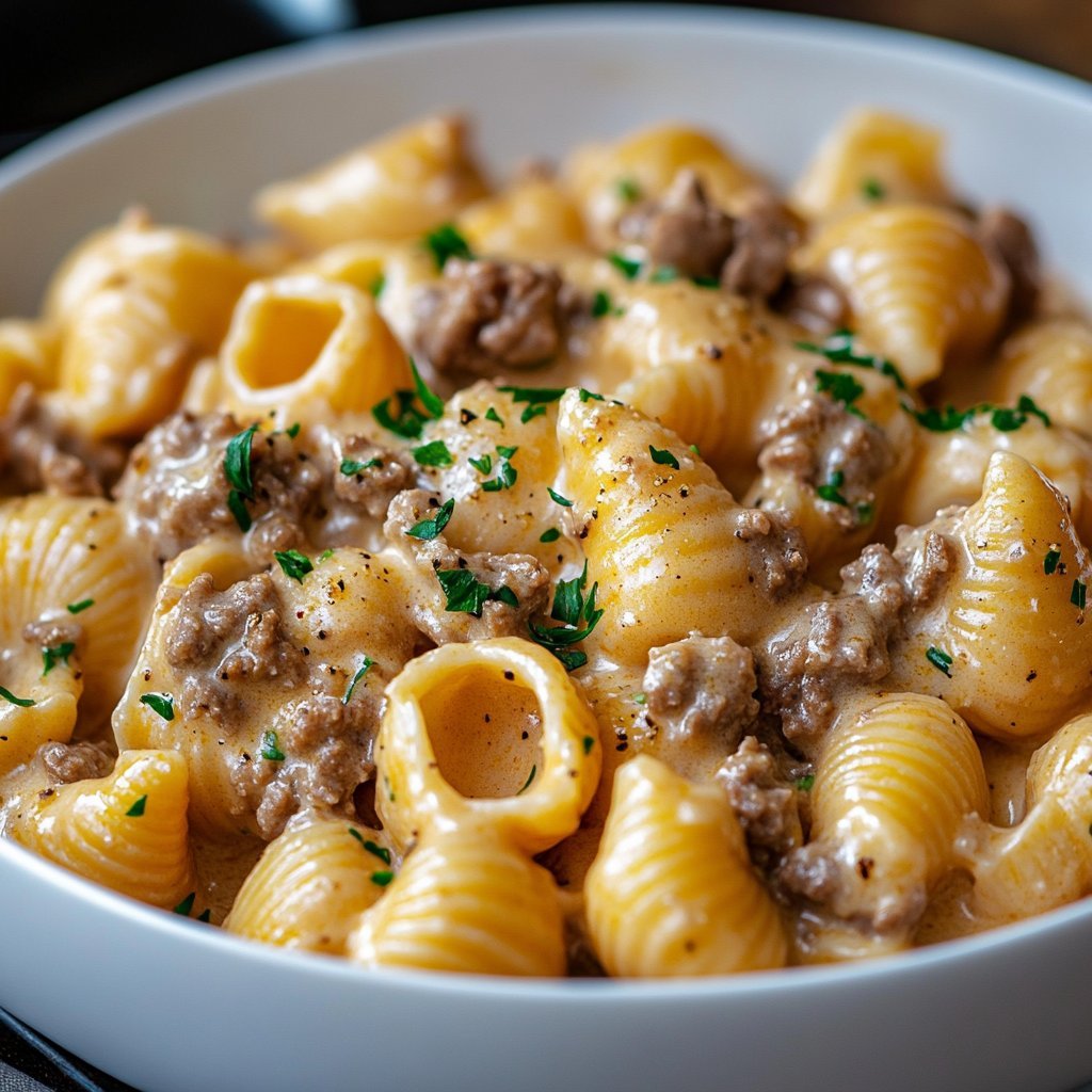 Creamy Beef and Shells